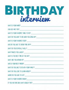 a birthday question card with the words, what is your most interview?