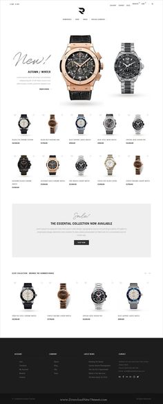 the website for watches and watches is displayed in this screenshote image, it shows different