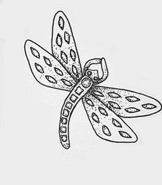 a black and white drawing of a dragonfly