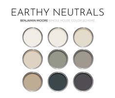 the earthy neutrals color scheme is shown in six different shades, including black and white