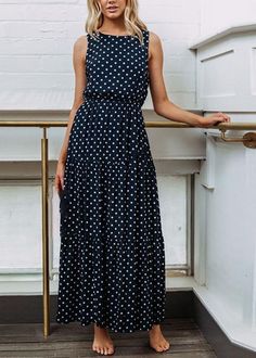 fashion polka dot button women s dress maxi dress p120442 is popular. Shop on BestDealFriday to see other cheap Dresses on sale. Printed Beach Dresses, Maxi Dress Outfit, Dress Sleeve Styles, Maxi Robes, Polka Dress, Women Maxi, Maxi Dresses Casual, Women Long Dresses, Polka Dot Print