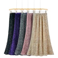 Sparkling Sequin Skirt Collection - Five Color Options Evening Glitter Skirt For Party Season, Elegant Sequined Maxi Skirt For Evening, Glamorous Long Skirt For Festive Occasions, Glamorous Long Festive Skirt, Long Party Skirt With Sequins, Long Sequined Party Skirt, Elegant Sequined Maxi Skirt For Party Season, Chic Sequined Maxi Skirt For Party, Elegant Sequin Skirt For Festive Occasions