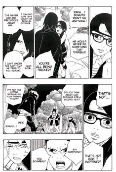 an anime story page with black and white characters in the background, one is talking to another