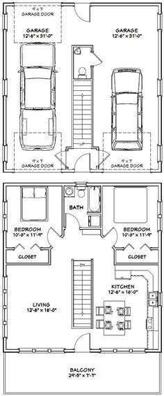 two story house plans with garage and living room