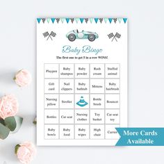 a baby shower game is shown with flowers