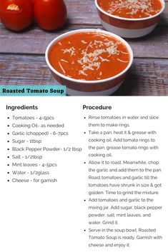 the recipe for roasted tomato soup is shown