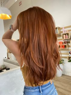 Light Honey Copper Hair, Long Straight Copper Hair, Dyed Ginger Hair Strawberry Blonde, Brown Roots Copper Ends, Ginger Fall Hair, Cowboy Copper Straight Hair, No Bleach Copper Hair, Copper Hair Spring, Low Maintenance Ginger Hair