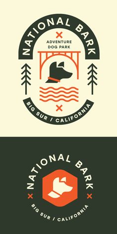 the national park logo is shown in two different colors