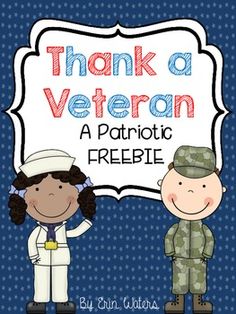 a thank veterans poster with two children in uniform, and the words thank veteran on it