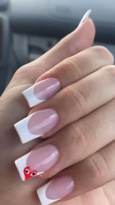 Holiday Acrylic Nails, Unghie Nail Art, Girly Acrylic Nails, French Tip Acrylic Nails, Her Nails, French Acrylic Nails, Short Square Acrylic Nails, Acrylic Nails Coffin Short, Summer Acrylic Nails