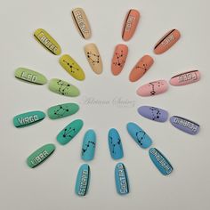 Zodiac Signs Nails, Pices Zodiac Nails, Nails Zodiac Signs, Colourful Nails, All Zodiac Signs, Nail Styles, Really Cute Nails