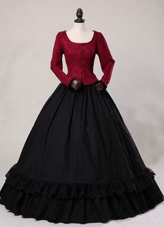 Victorian Civil War Gothic Period Dress   Condition: Brand New  Color: amp;nbsp; As Picture  Material: Cotton  Silhouette: Ball Gown  Sleeve Length: Long Sleeve  Dresses Length:Floor-Length  Neckline: Square Collar  Decoration: Ruffles  Style: Vintage  Includes: Dress 1800s Dresses Victorian Gowns, 1800s Dresses Victorian, Gothic Victorian Dress With Ruffles For Theater, Historically Accurate Victorian Dress, Bsd Fanfic, Black Victorian Dress With Historical Design, Luxury Gothic Victorian Dress With Ruffles, Fairytale Ballgown, Historical Victorian Dress With Long Sleeve Ruffles