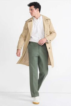 Men's Green Bayleaf Comfort Waist No Iron Chino Pants | Stylish Work Outfits | Male Clothes | Lands' End