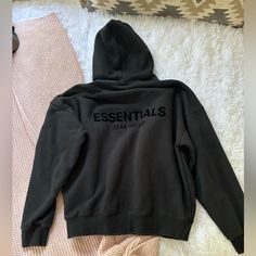 Black Slightly Used But In Good Condition No Rips Or Stains Essential Fall Hoodie Sweatshirt, Essential Winter Streetwear Sweatshirt, Essential Long Sleeve Winter Sweatshirt, Winter Long Sleeve Sweatshirt, Black Athleisure Hoodie For Everyday, Essential Hooded Winter Sweatshirt, Essential Winter Hooded Hoodie, Winter Essential Hooded Hoodie, Cozy Black Sweatshirt For Streetwear