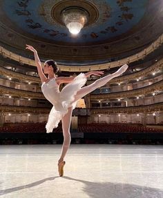 a ballerina is in the middle of an ice skating rink