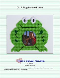 a green frog frame with a girl in it