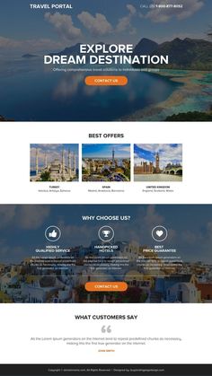 the landing page for travel portal, which is designed to look like it has an island in