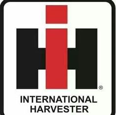 the international harvester logo is shown in black and white, with red letters on it