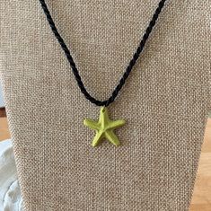 Adjustable Green Starfish Jewelry, Clay Star, Clay Inspo, Silver Clay, Starfish Pendant, Starfish Necklace, Sea Star, Cute Clay, Beach Lover