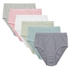 PRICES MAY VARY. Super soft & comfortable and beautiful lingerie! The underwear with expensive elastic waist and leg bands. High cut panties help you shape the figure. High quality cotton ribbed cloth make the briefs higher elasticity, and more comfortable. 6 Pack, include white, pink, light green, grey, green, flecking gray. Size: L(hips 40"~41.5"), XL(hips 42"~43.5"), 2XL(hips 44"~45.5"), 3XL(hips 46"~47.5"), 4XL(hips 48"~49.5"), 5XL(hips 50"~51.5"). Knitlord Women's Comfort Revolution Plus Si Apple Body Type, Sewing Elastic, High Waisted Briefs, Leg Bands, Beautiful Lingerie, Pink Light, Green Grey, Grey Green, 6 Packs