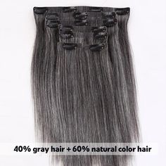 Salt & Pepper Seamless Clip Hair Extensions Clip Hair Extensions, Hair Details, Straight Weave Hairstyles