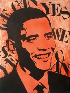 "OBAMA" by Carlos Cabral. Acrylic painting on Canvas, Subject: People and portraits, Graphic, illustrative and typographic style, One of a kind artwork, Signed certificate of authenticity, This artwork is sold unframed, Size: 24 x 18 x 1.5 cm (unframed), 9.45 x 7.09 x 0.59 in (unframed), Materials: Acrylic, ink Acrylic Ink, Independent Artist