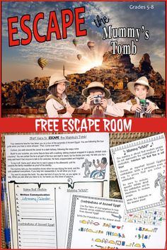 an escape poster with two people in hats