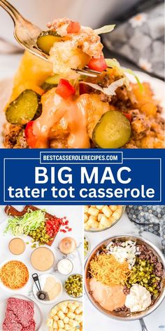 My Big Mac Tater Tot Casserole is filled with crispy tater tots, juicy ground beef, melty cheese, sweet pickle relish, and a copycat big mac sauce that completes it and makes it a big hit at my Super Bowl party every year.