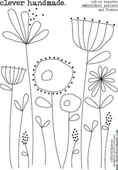 the flower handmade embroidery pattern is shown in black and white