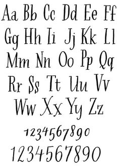 an old english alphabet with letters and numbers on it's sides, all in black ink