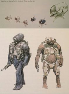 Hunter Drawing, Bounty Hunters, Alien Concept Art