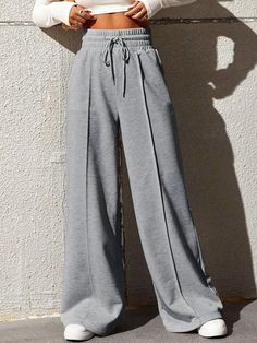 City Walk Wide Leg Sweatpants Fashion Trousers, Pyjama Satin, Clothing Winter, Wide Leg Sweatpants, Urban Lifestyle, Female Clothing, High Waist Fashion, Sweatshirt Fabric, Hipster Fashion