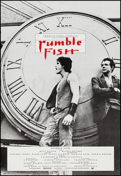 a movie poster for rumble fist with two men standing in front of a large clock