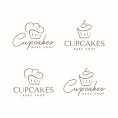 four logos for cupcakes and cakes shop