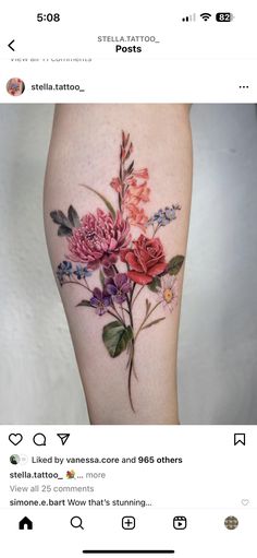 a woman's thigh with flowers on it