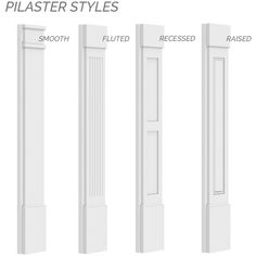 the different types of plaster styles are shown in this image, including fluted and fluted