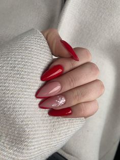 Red Christmas French nail art with a ❄️ Christmas Acrylics, November Nail, Nails Thanksgiving, Nails November, Thanksgiving Nail, December Nails, Red Christmas Nails, November Nails, Subtle Nails