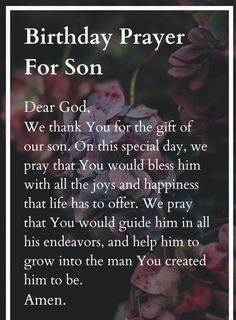 a birthday prayer for son with flowers in the background