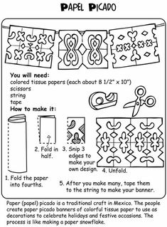 the instructions to make paper picados for children and adults with pictures on them