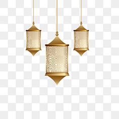 three hanging lamps with gold trims on the ceiling, lighting fixture, lamp png and psd