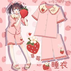 Strawberry Pajamas, Sassy Outfits, Clothes Teen, Outfits Anime, Women Tshirts, Cute Asian Fashion, The Best Anime, Cartoon Kawaii, Design Moodboard