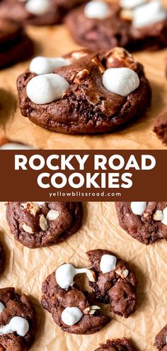 rocky road cookies with marshmallows on top