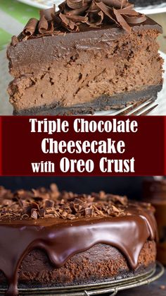 Triple Chocolate Cheesecake with Oreo Crust – Reserveamana Cheesecake With Oreo Crust, Oreo Crust Cheesecake, Triple Chocolate Cheesecake, Yummy Cheesecake, Cheesecake Recipes Classic, Chocolate Cheesecake Recipes, Cake Chocolat, Easy Cheesecake Recipes