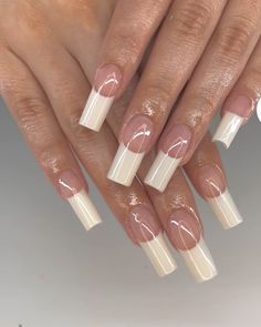 Low French Tip Nails, 90s French Tip, Y2k French Tip Nails, 90s French Tip Nails, Short Nail Art, Wife Nails, 90s Nails, French Tip Acrylic Nails