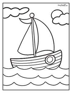 Worksheet Coloring, Summer Coloring, Sea Colouring Pages, Cute Coloring Pages Easy, Easy Coloring Pages For Kids, Free Ocean Coloring Pages, Printable Ocean Coloring Pages, Sailing Coloring Pages