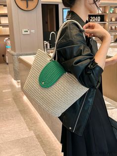 BagForLove - Vacation-Ready Large Capacity Woven Bag: Fashionable Handbag for Women Product Description Color Green Bag Size Large Pattern Type Plain Type Straw Bag Material Polyamide Composition 100% Polyamide Size Chart INCH CM Bag Length Bag Width Bag Height Handle Height 15.7 inch 3.9 inch 9.8 inch 9.4 inch Bag Length Bag Width Bag Height Handle Height 40 cm 10 cm 25 cm 24 cm Details Pictures Similar Products h2 { text-align: center; } /* æ¢è¡ */ li{ white-space: normal; word-break: break-all; word-wrap: break-word; } .red-box { width: 100%; display: flex; flex-direction: row; flex-wrap: wrap; justify-content: center; } .red-box > div { width: 190px; height: 250px; margin: 10px; } .red-box > div > a > img { width: 190px; height: 250px; } .size-box { width: 100%; margin: auto; white-s Trendy Handheld Crochet Bag, Casual Beach Bag With Large Capacity, Trendy Large Capacity Handheld Bucket Bag, Trendy Bucket Canvas Bag, Trendy Large Capacity Satchel For Vacation, Casual Beige Bucket Bag With Large Capacity, Casual Satchel Bucket Bag For Daily Use, Casual Large Capacity Double Handle Bucket Bag, Casual Large Satchel In Tote Shape