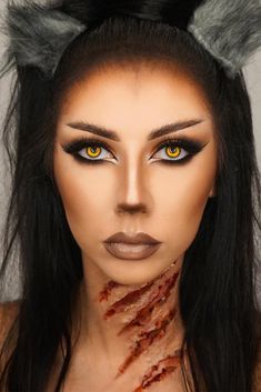 Killing Halloween Makeup Ideas To Collect All Compliments And Treats ★ Werewolf Makeup, Halloween Costumes Women Scary, Easy Halloween Makeup, Halloweenský Makeup