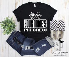 Personalized Your Name's Pit Crew Shirt Short Sleeve - Etsy Hot Wheels Themed Birthday Party, Pit Crew Shirts, Dirt Bike Shirts, Pit Crew, Slim And Fit, Buffalo Plaid Flannel, Diy Tops, Racing Shirts, Comfy Shirts