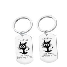 PRICES MAY VARY. PERFECT GIFT: It's Fine I'm Fine Everything is Fine keychain is so perfect gift for cat lover who could be mother, grandmother, sister, daughter, aunt, niece, best friend, BFF, coworker whoever you loved. OCCASION: This cat keychain is funny gift for Birthday, Mother’s Day, Christmas, Thanksgiving, Daily, Work, Office. PACKAGE:This Cats Keychain will come packaged in a velvet bag, and ready for gift giving. The lucky receiver will love this special gift. MATERIAL: Stainless stee Hypoallergenic Sterling Silver Necklace For Best Friend Gift, Funny Keychain Quotes, Funny Sayings For Keychains, Funny Keychains Hilarious, Snarky Keychains, Aunt Niece, Birthday Mother, Friend Bff, Cat Keychain