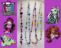 some fun necklaces inspired by monster high characters  - each order comes with freebies! this could include stickers, jewelry, art, etc. (more items = more freebies!) ----------------☆ - Items are packaged nicely and safely - Color may vary a bit from image to product & no bead is exactly the same ----------------☆ SHIPPING: - Once I have shipped an item, I have no control over how long it takes to arrive. Please contact me if there are any issues with your order! ----------------☆ CONTACT: questions? concerns? anything else? - message me here on etsy - email me at starlitebugs @ gmail.com - DM me on instagram @starlitebug thank you so much! :-) Themed Handmade Multicolor Necklace, Monster High Jewelry, Monster High Bracelet, Harajuku Style Halloween Jewelry Gift, Monster High Necklace, Monster High Doll Accessories, Monster High Collector Dolls, Monster High Dolls For Sale, Monster High Characters